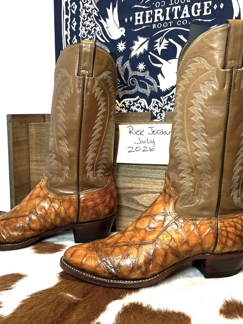Justin's Genuine Exotic Leather Cowboy Boots in Men's Size 8.5D